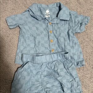 Light Blue Baby Two-Piece Shirt & Shorts Set